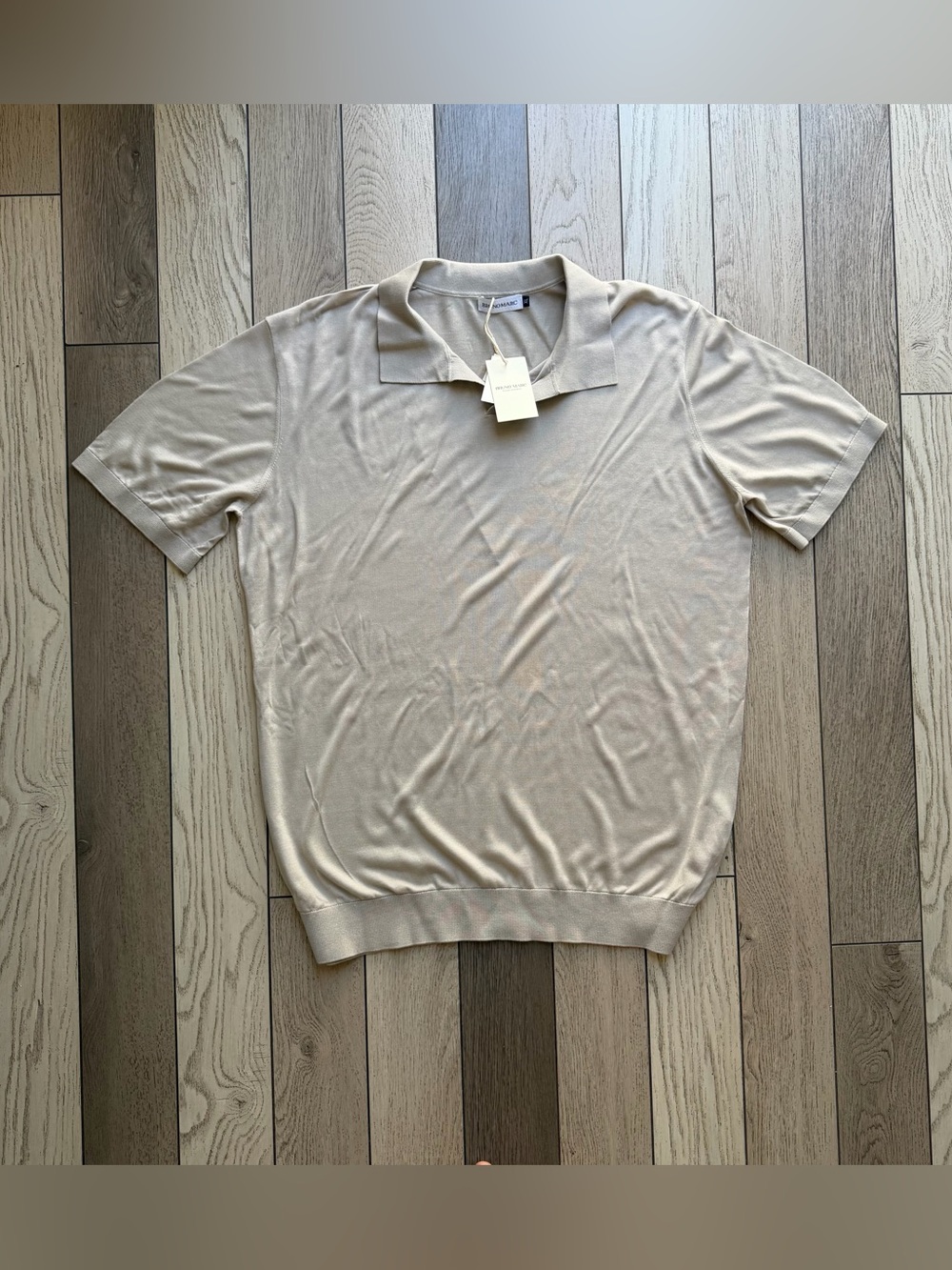 Bruno Marc Men's Short-Sleeve Polo Knit Shirt - Beige New XL